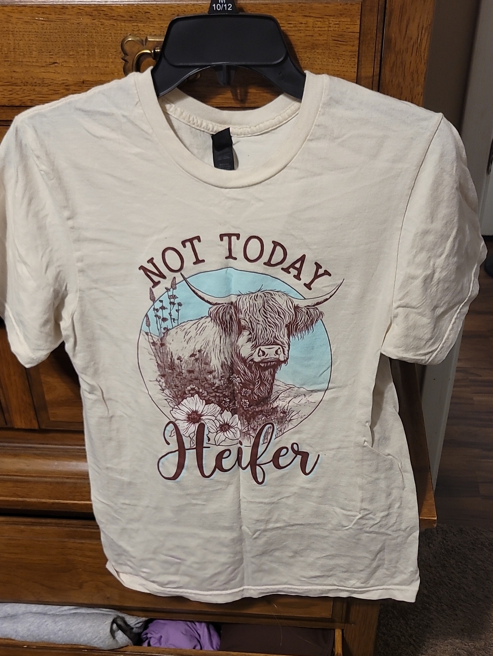 Not Today Heifer Graphic Tee - Cream with Brown & Light Blue